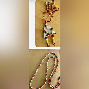NWOT Necklace “Tiny Dancer” handcrafted 2” Copper wire w 28” beads & 20” chain